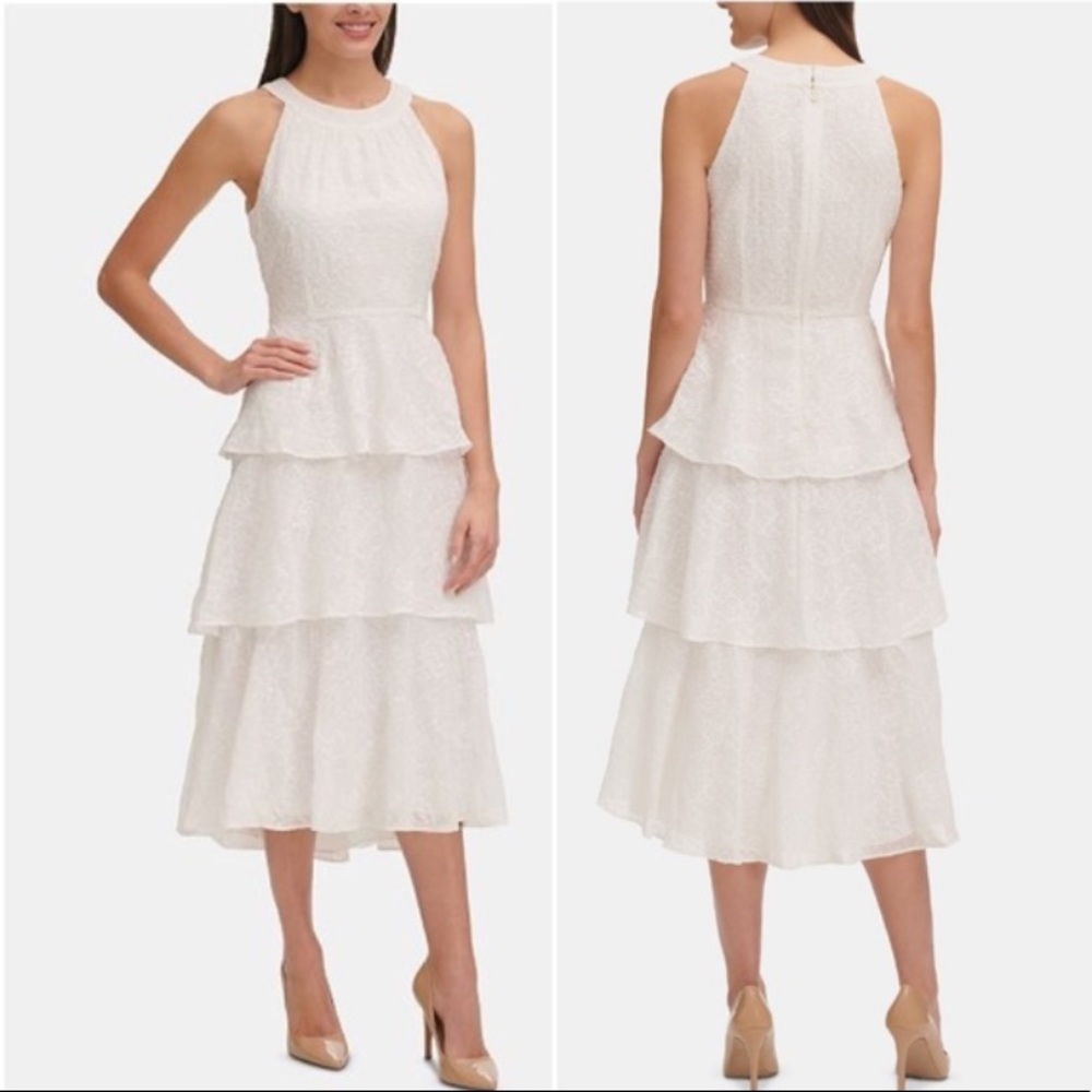 Ivy embroidered ruffle tiered midi dress - Picture 4 of 4